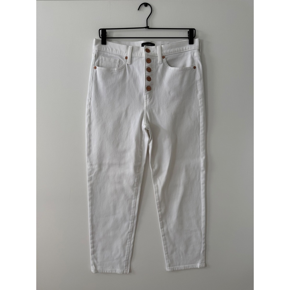 Banana Republic White High Rise Slim Exposed Button Fly Premium Denim Jeans 30